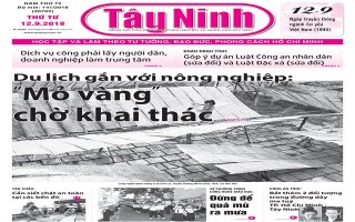 Điểm báo in Tây Ninh ngày 12.9.2018