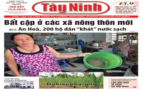 Điểm báo in Tây Ninh ngày 15.9.2018