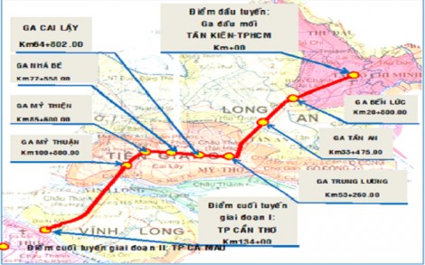 Đường sắt cao tốc TP HCM - Cần Thơ được kiến nghị đổi hướng tuyến