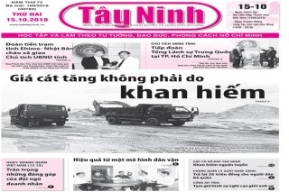 Điểm báo in Tây Ninh ngày 15.10.2018