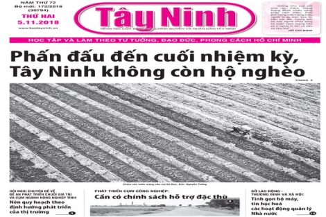 Điểm báo in Tây Ninh ngày 05.11.2018