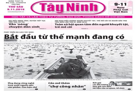 Điểm báo in Tây Ninh ngày 09.11.2018