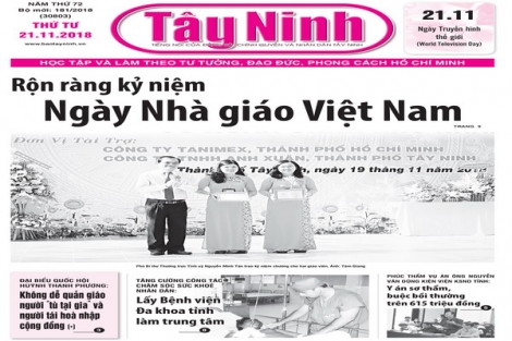 Điểm báo in Tây Ninh ngày 21.11.2018