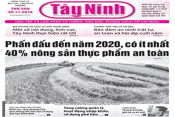 Điểm báo in Tây Ninh ngày 30.11.2018