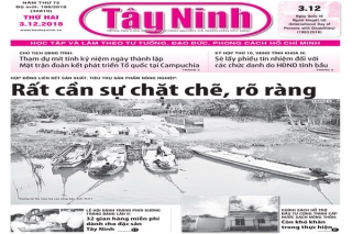 Điểm báo in Tây Ninh ngày 03.12.2018