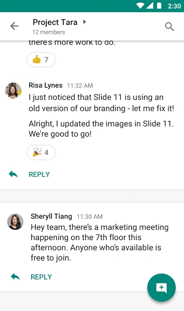 Google đưa Smart Reply đến ứng dụng Hangouts Chat