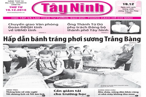 Điểm báo in Tây Ninh ngày 19.12.2018