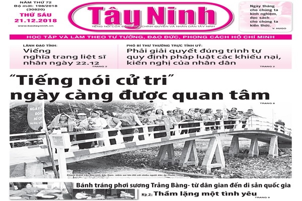 Điểm báo in Tây Ninh ngày 21.12.2018