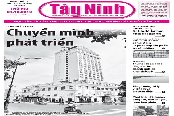 Điểm báo in Tây Ninh ngày 24.12.2018