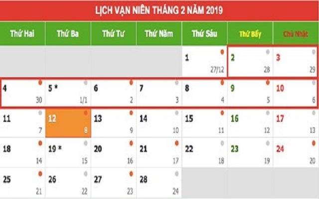 Lịch nghỉ Tết Nguyên đán Kỷ Hợi 2019 chính thức