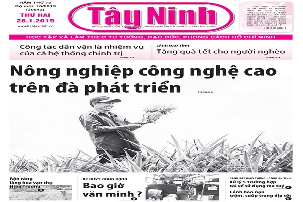 Điểm báo in Tây Ninh ngày 28.01.2019