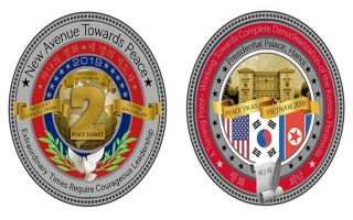 Ra mắt đồng xu ''Hòa bình'' in hình Phủ Chủ tịch Việt Nam nhân dịp Hội nghị Thượng đỉnh Mỹ-Triều Tiên lần hai