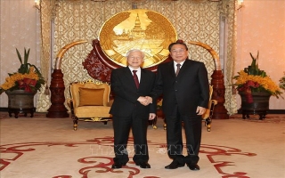 Tổng Bí thư, Chủ tịch nước gặp nguyên Tổng Bí thư, nguyên Chủ tịch nước Lào Choumaly Sayasone