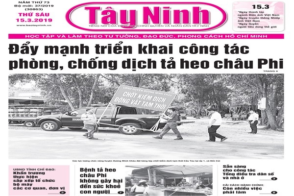 Điểm báo in Tây Ninh ngày 15.03.2019