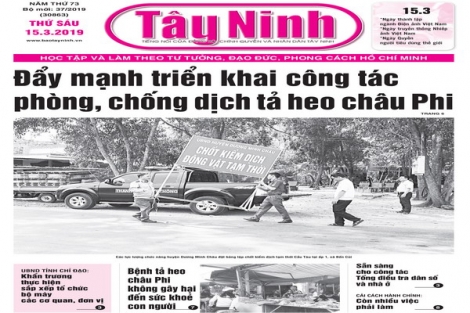 Điểm báo in Tây Ninh ngày 15.03.2019