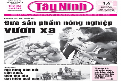 Điểm báo in Tây Ninh ngày 01.04.2019