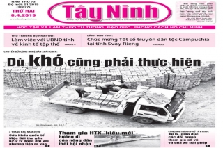 Điểm báo in Tây Ninh ngày 08.04.2019