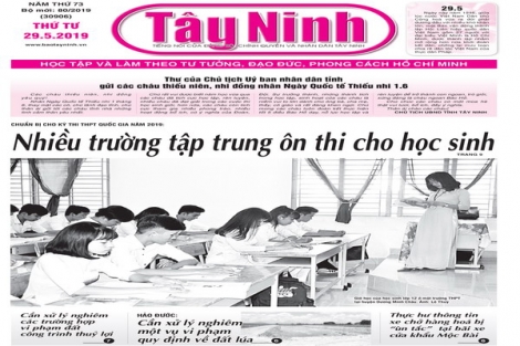 Điểm báo in Tây Ninh ngày 29.05.2019