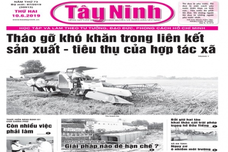 Điểm báo in Tây Ninh ngày 10.06.2019