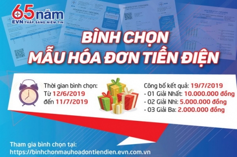 EVN phát động chương trình bình chọn mẫu hóa đơn tiền điện mới