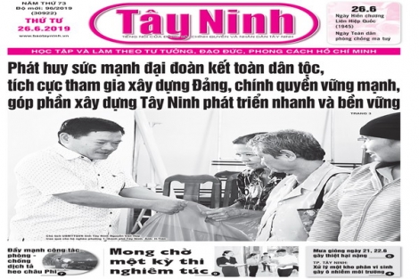 Điểm báo in Tây Ninh ngày 26.06.2019