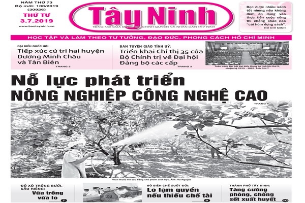 Điểm báo in Tây Ninh ngày 03.07.2019