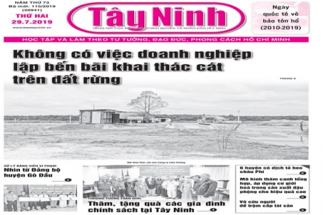 Điểm báo in Tây Ninh ngày 29.07.2019