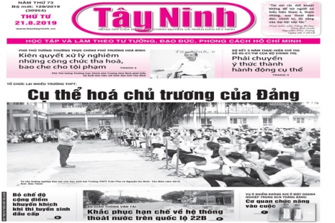 Điểm báo in Tây Ninh ngày 21.08.2019