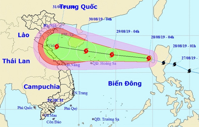 Dự báo thời tiết 28-8-2019: Bão Podul giật cấp 11 tiến vào Biển Đông