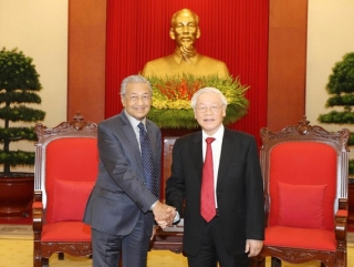 Tổng Bí thư, Chủ tịch nước Nguyễn Phú Trọng tiếp Thủ tướng Malaysia Mahathir Mohamad