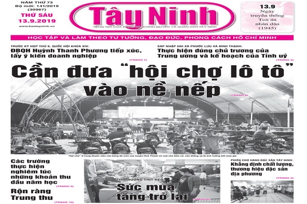 Điểm báo in Tây Ninh ngày 13.09.2019