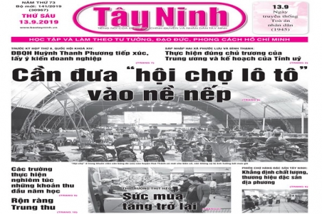 Điểm báo in Tây Ninh ngày 13.09.2019