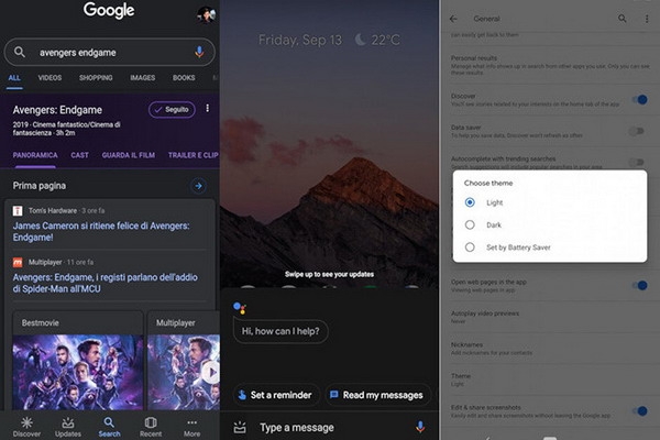 Dark Mode triển khai cho ứng dụng Google và Google Assistant