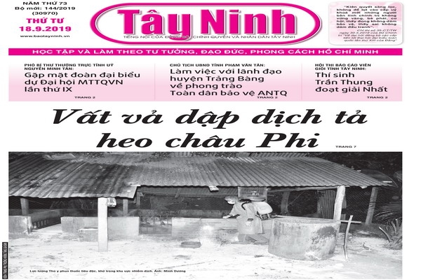 Điểm báo in Tây Ninh ngày 18.09.2019