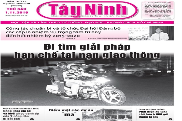 Điểm báo in Tây Ninh ngày 01.11.2019