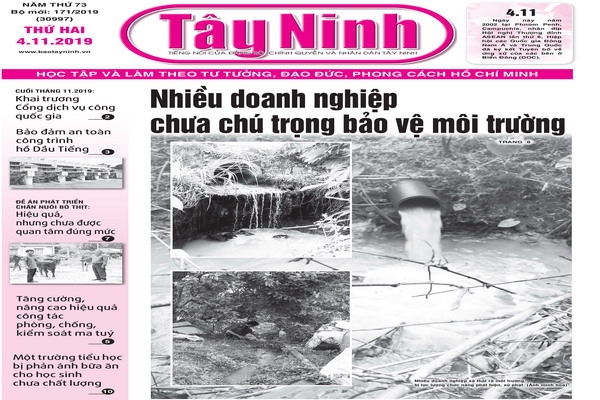 Điểm báo in Tây Ninh ngày 04.11.2019