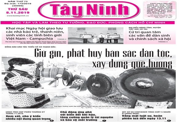 Điểm báo in Tây Ninh ngày 08.11.2019