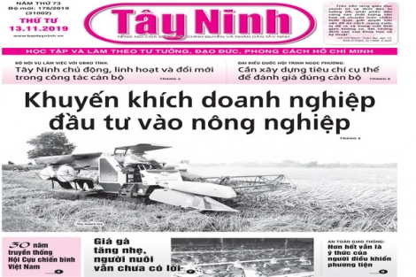 Điểm báo in Tây Ninh ngày 13.11.2019