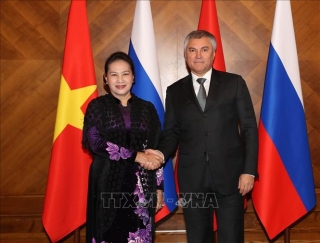 Chủ tịch Quốc hội Nguyễn Thị Kim Ngân hội đàm với Chủ tịch Duma Quốc gia LB Nga