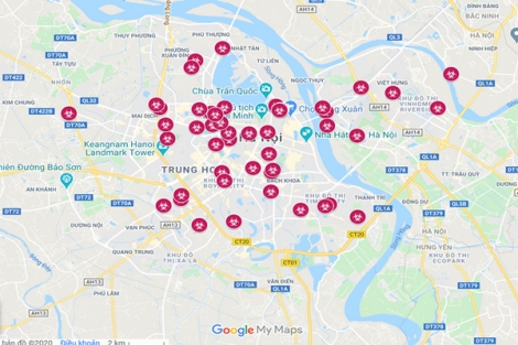 Google Map gây hoang mang khi cung cấp bản đồ dịch COVID-19 tại Hà Nội