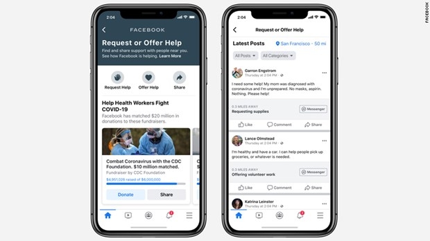 Facebook phát hành tính năng "trợ giúp cộng đồng" phòng chống COVID-19