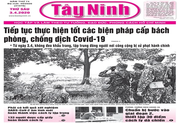 Điểm báo in Tây Ninh ngày 03.4.2020