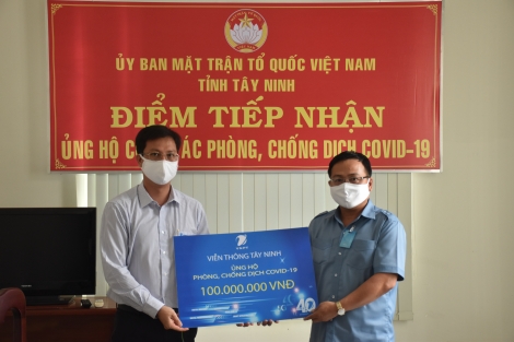 Viễn thông Tây Ninh ủng hộ 100 triệu đồng phòng, chống dịch Covid-19