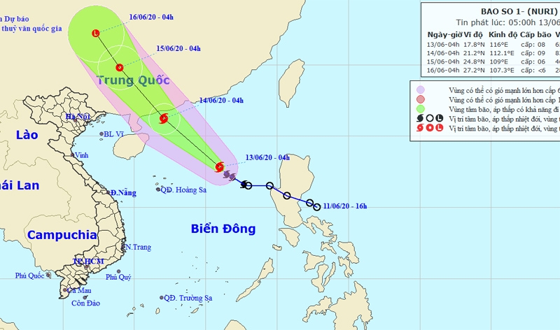 Bão số 1 có khả năng mạnh thêm, đang cách quần đảo Hoàng Sa khoảng 380km