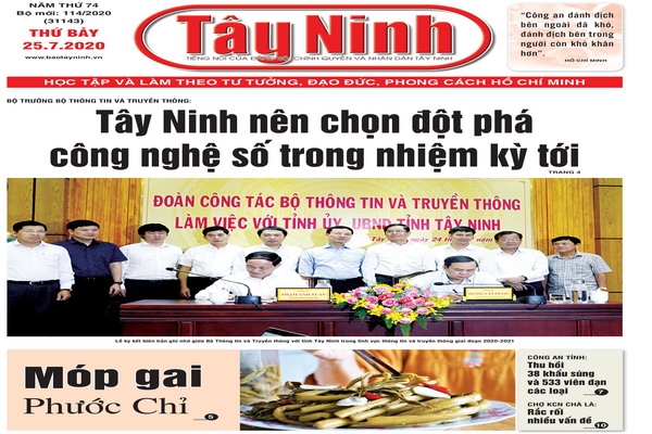 Điểm báo in Tây Ninh ngày 25.7.2020