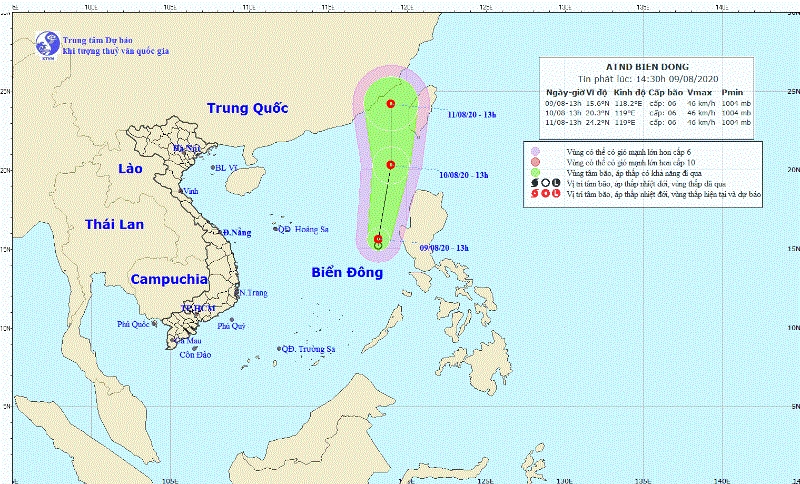 Áp thấp nhiệt đới giật cấp 8 trên biển Đông