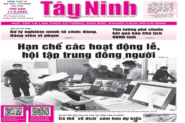 Điểm báo in Tây Ninh ngày 11.9.2020