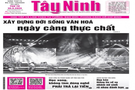 Điểm báo in Tây Ninh ngày 30.9.2020