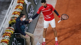 Djokovic đánh bóng trúng mặt trọng tài
