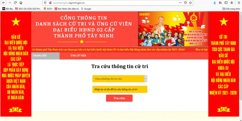 Cử tri thành phố Tây Ninh có thể tra cứu thông tin cử tri tại nhà bằng điện thoại thông minh